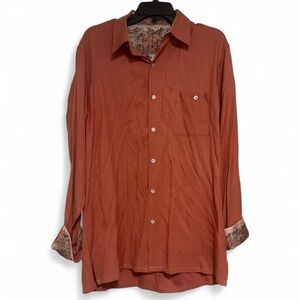 CSD Luxurywear Silk Button Up Shirt Men’s L Scenic Lining Y2K